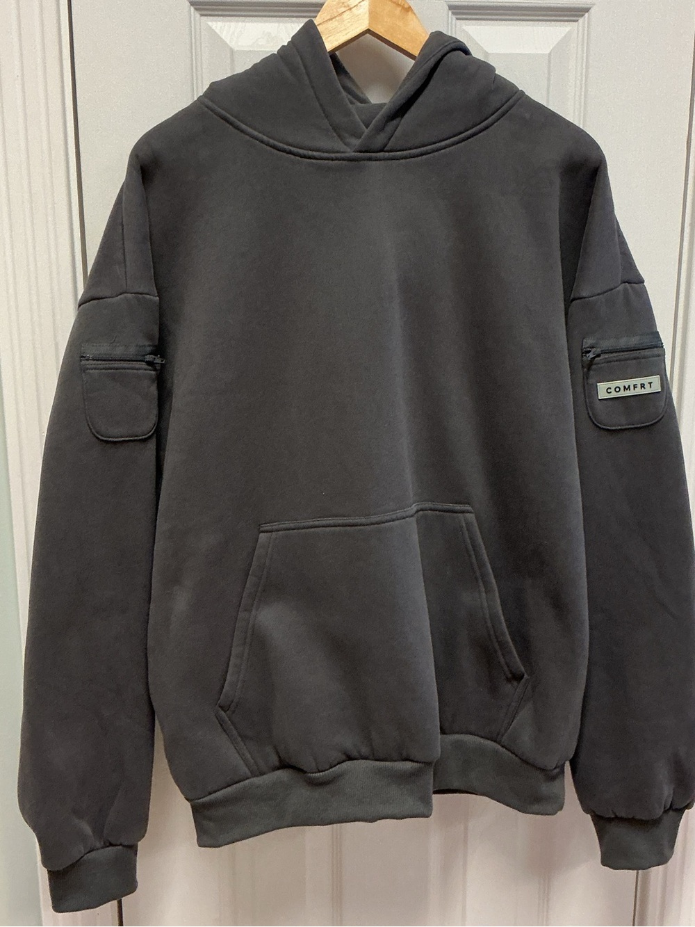 Comfrt XL Men’s Gray Solid Pullover Hoodie Long Sleeve Fleece Cotton Blend